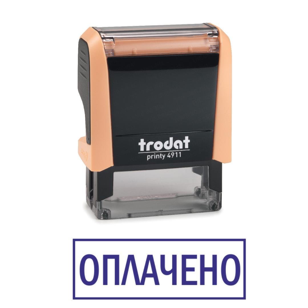Штамп "ОПЛАЧЕНО" на автоматичному оснащенні Trodat 4911 38х14 мм Пастель помаранчевий (2701973515)