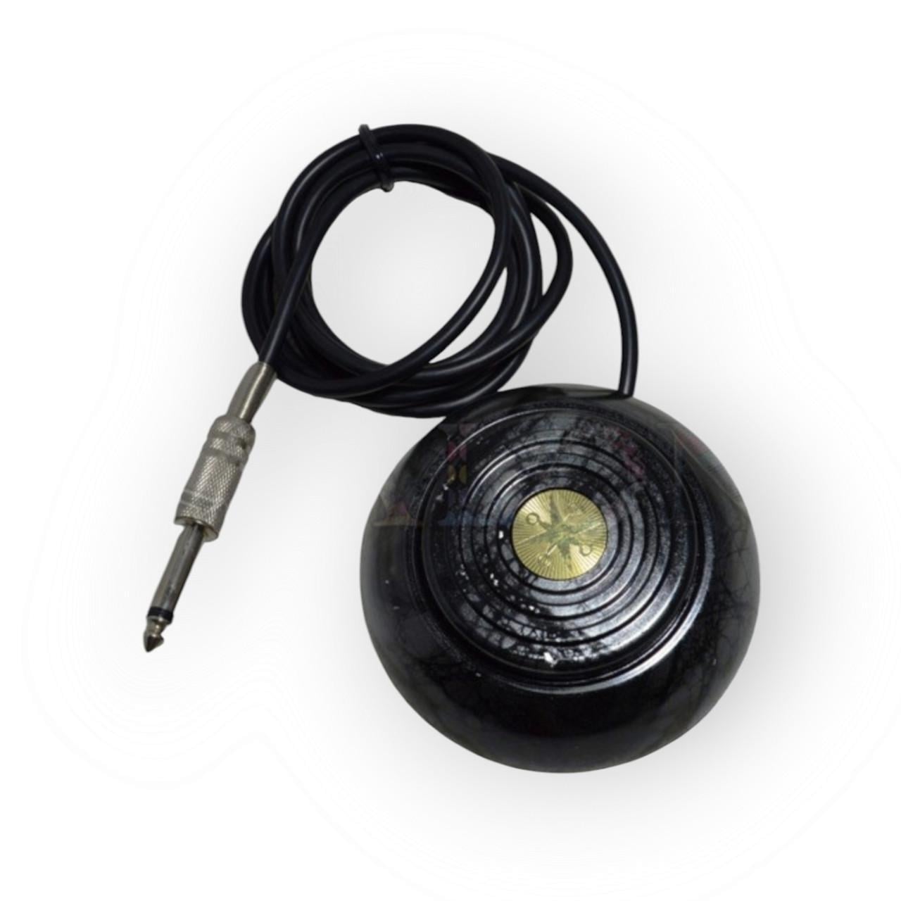 Педаль для тату машинки металлическая с блестками с черным пластиком в центре круг со звездой Черный (FS3029)