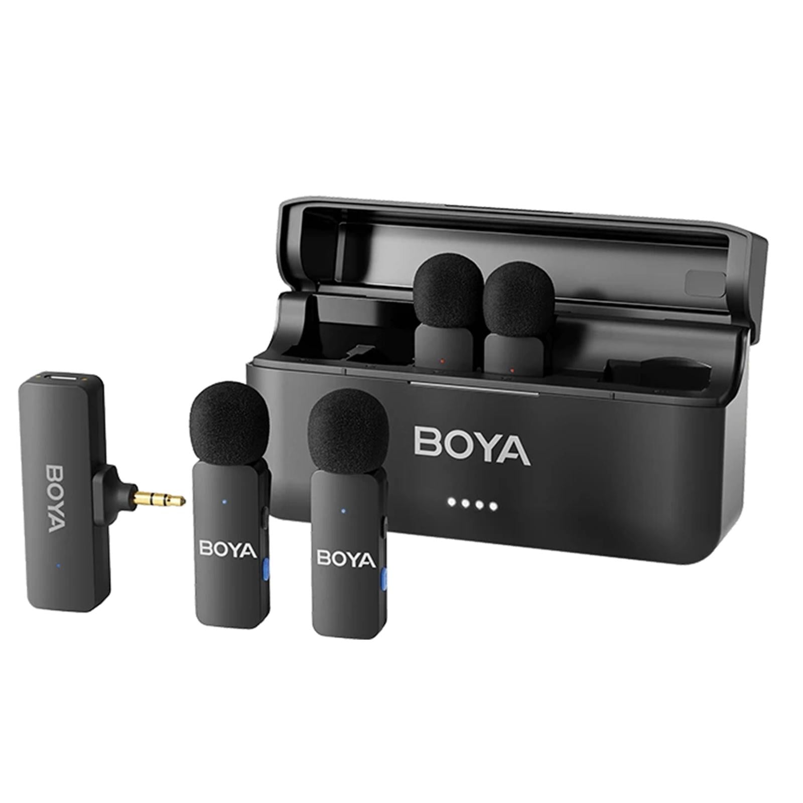 Микрофон петличный Boya BY-V4 TRS 3,5 мм mini jack для фотовидеокамеры с зарядным беспроводным кейсом 4 шт. (50077)