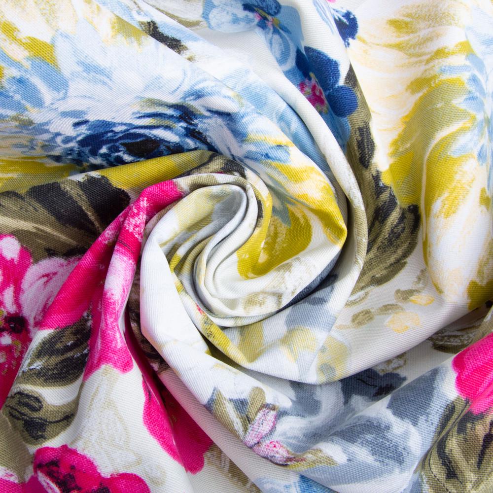 Ткань декоративная Премьер Цветок V-3 с водоотталкивающей пропиткой Голубой/Малиновый (2345328295)