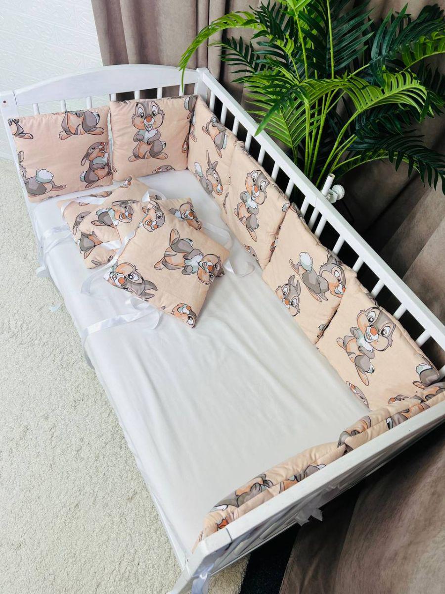 Защита для бортиков на 4 стороны из 12 подушек для детской кроватки 120x60x30 см (023)