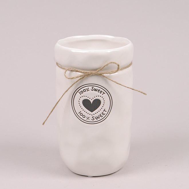 Ваза керамическая Flora "100% SWEET" 18 см Белый (36472)