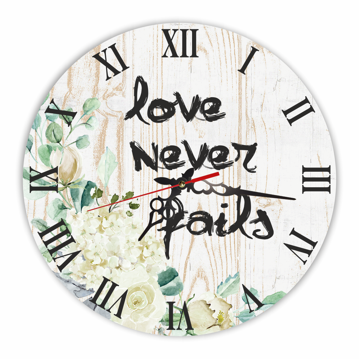 Годинник настінний круглий Love never fails 30 см (хргф1007а) Годинник настінний круглий Love never fails 30 см (хргф1007а)