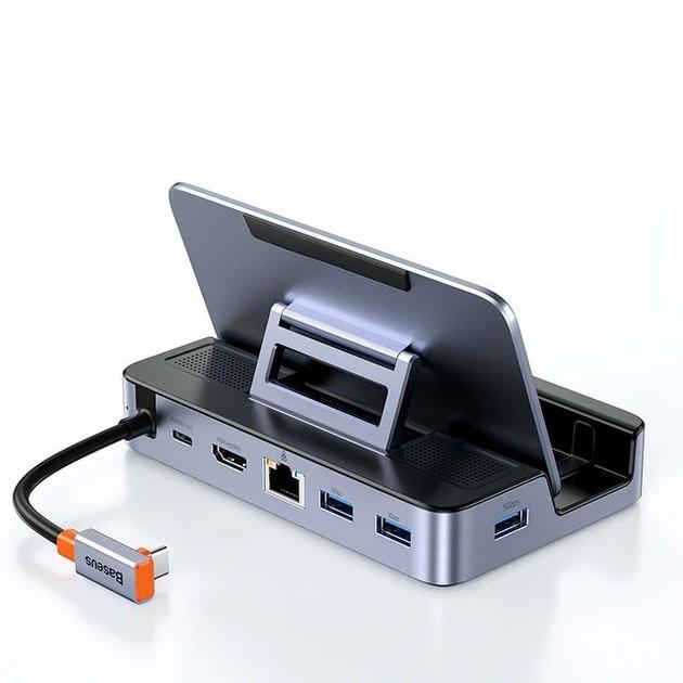 Док-станція Baseus 6в1 100W для Steam Deck HDMI 4K/ Ethernet/ 3хUSB 3.0/ USB-C 100 W - фото 1