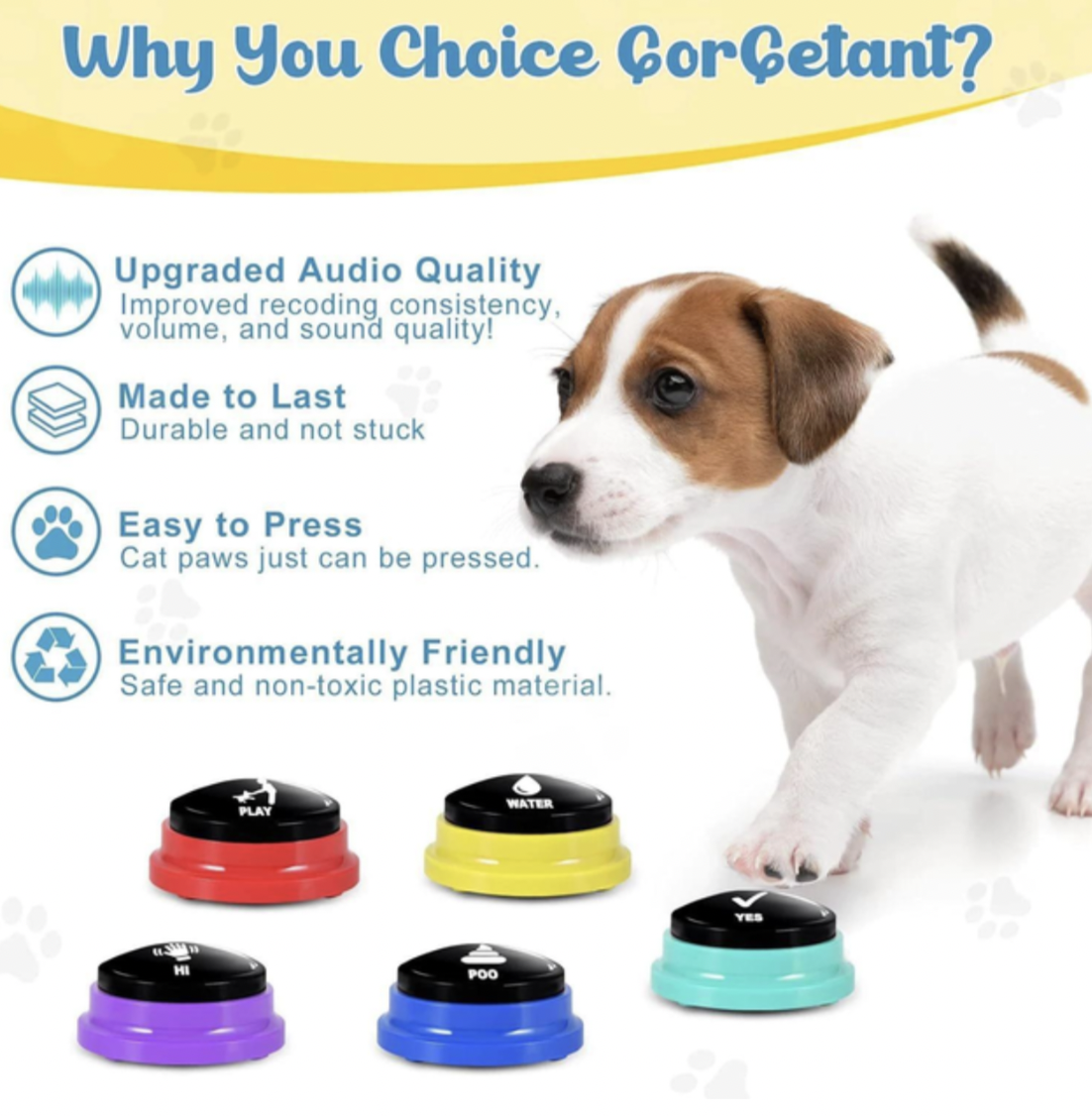 Звукова кнопка для собак та котів Pet Button з голосовою командою 9x4,5 см Помаранчевий (MK001047) - фото 7 Звукова кнопка для собак та котів Pet Button з голосовою командою 9x4,5 см Помаранчевий (MK001047) - фото 7