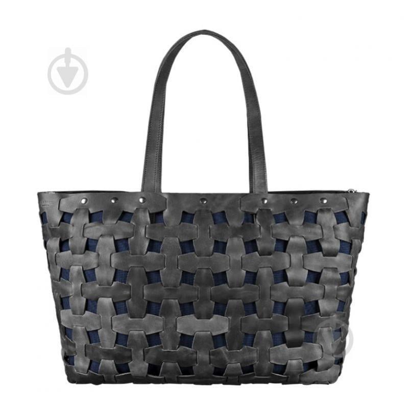 Шкіряна плетена сумка жіноча BlankNote Пазл Crazy Horse Xl Чорна (BN-BAG-34-g-kr)