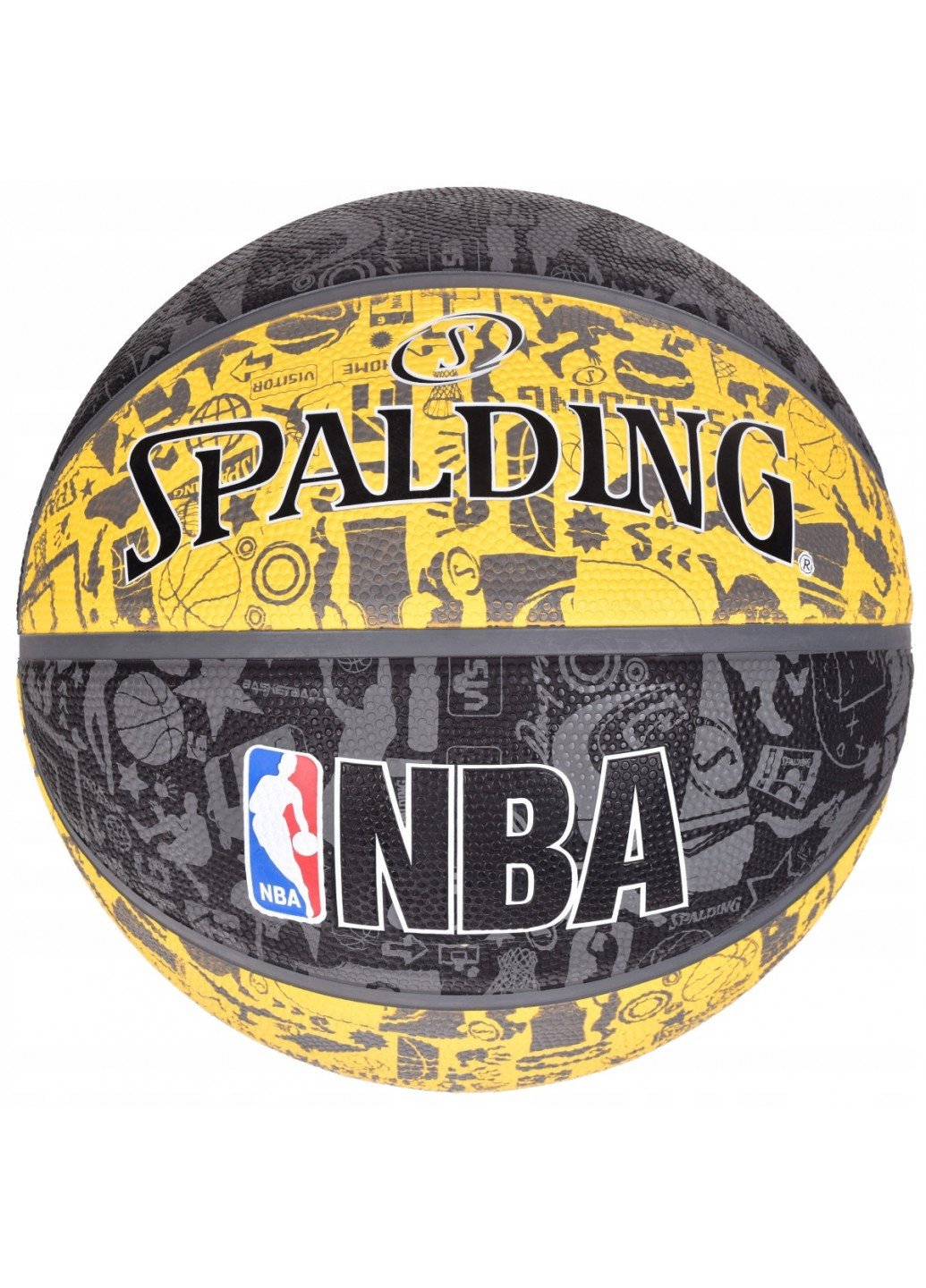 Мяч баскетбольный Spalding NBA Graffiti Outdoor Size 7 Серо-желтый