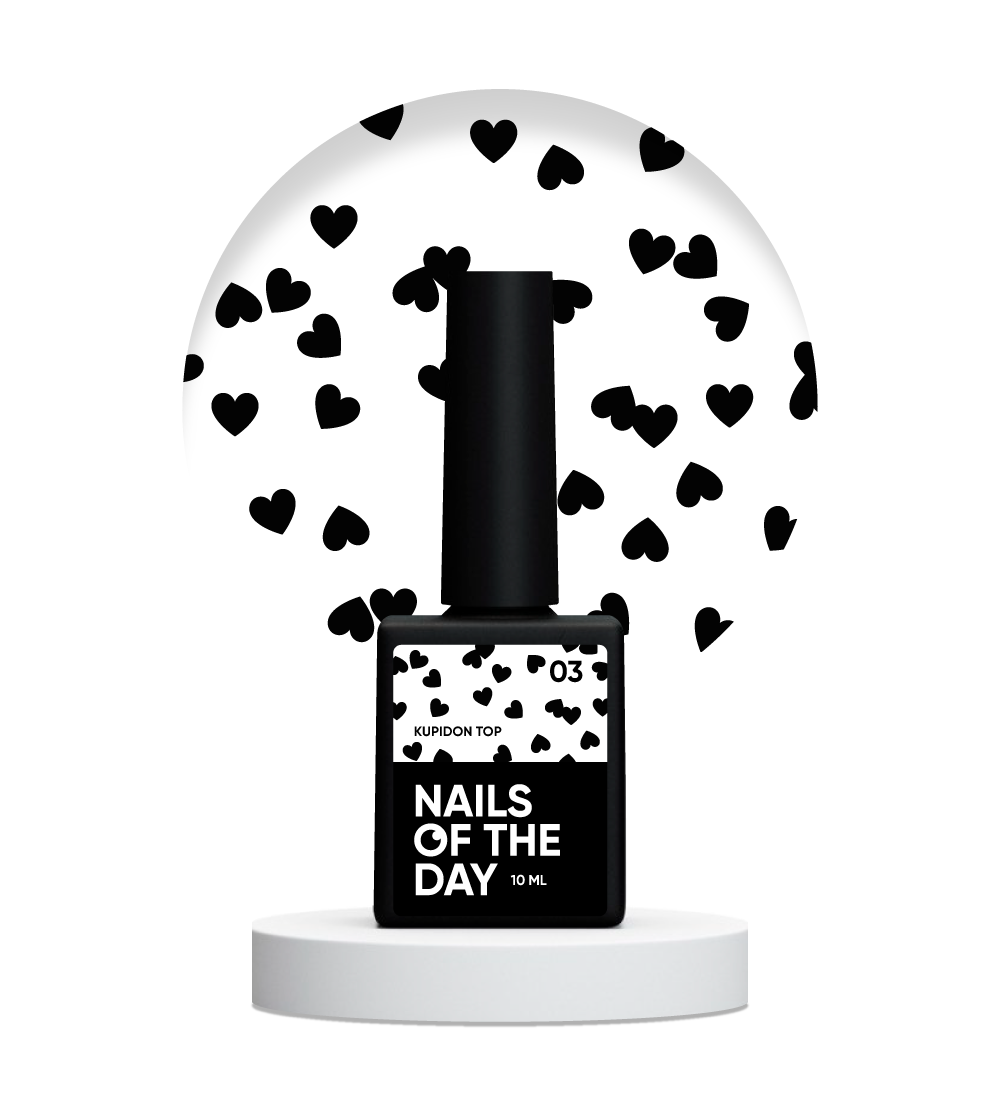 Топ без липкого шару Nails Of The Day Kupidon top 10 мл 03 Чорні серця (2540087918)