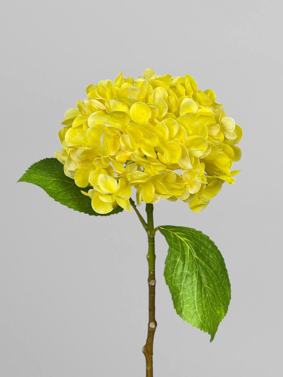 Искусственная Гортензия на стебле латекс 46 см Желтый (К03035)