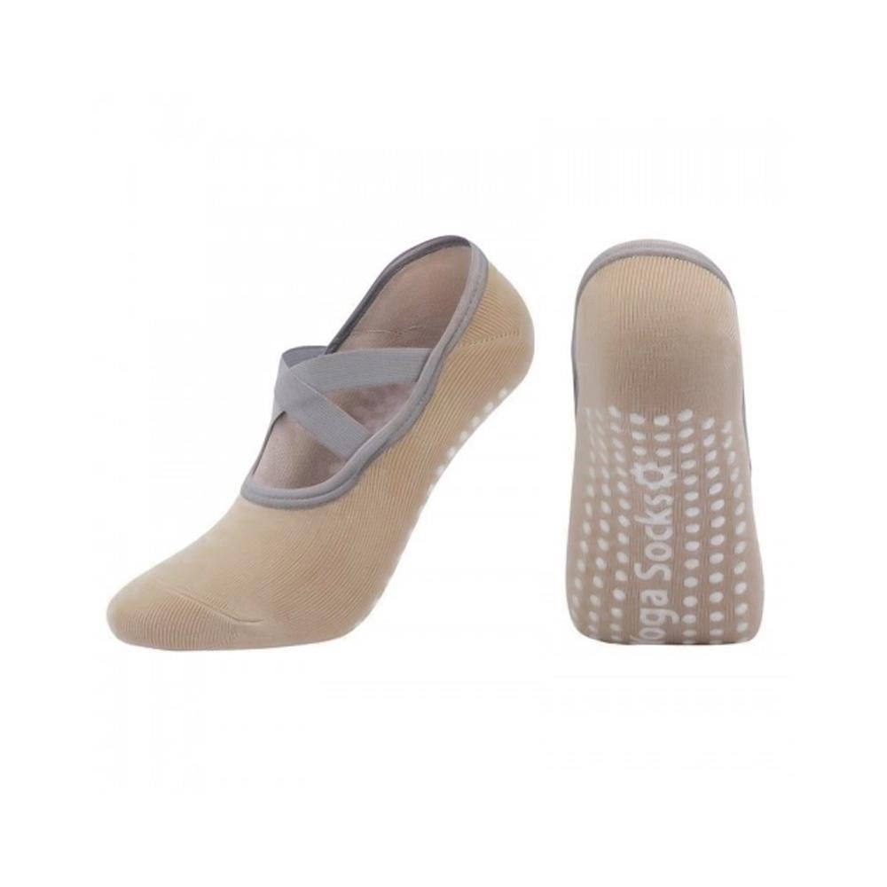 Носки для йоги универсальные р. 35-40 Бежевый (IY0036_2)