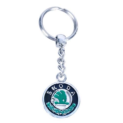 Брелок металлический цветной на цепочке SKODA