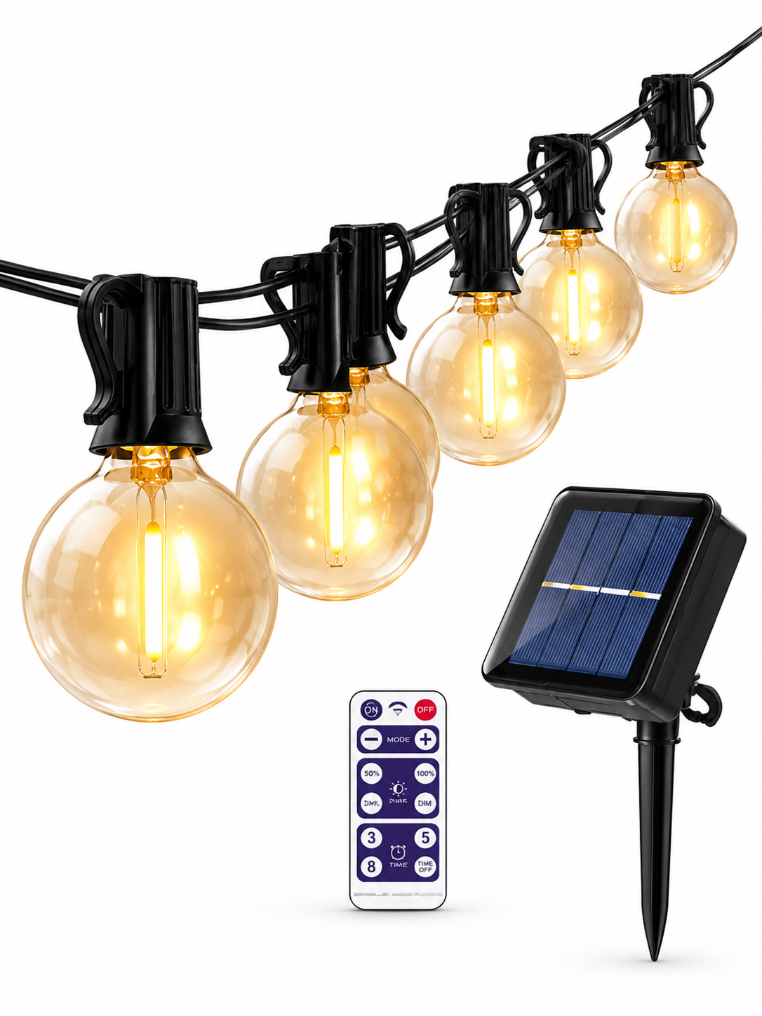 Гирлянда уличная 25LED G-40 на солнечной батарее IP44 7,6 м Теплый желтый (49675994)