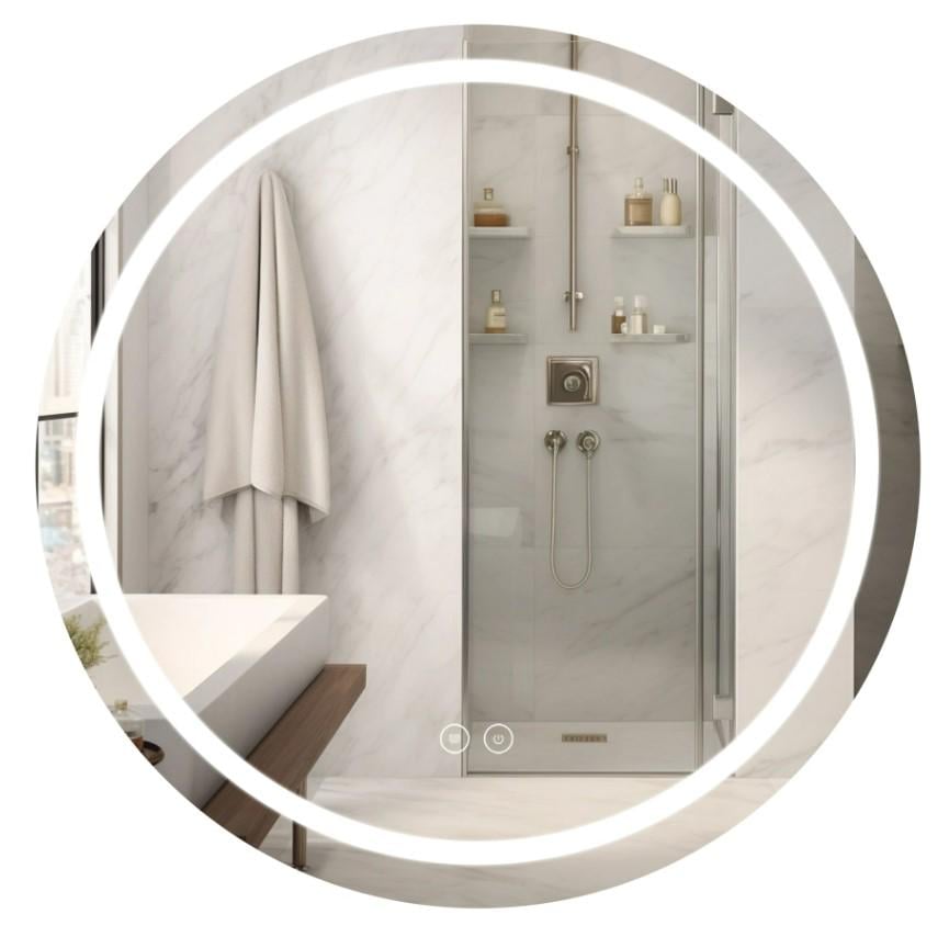 Зеркало для ванной комнаты Qtap Mideya MI6 круглое с LED-подсветкой Touch антизапотеванием (QTMIDR100049003)