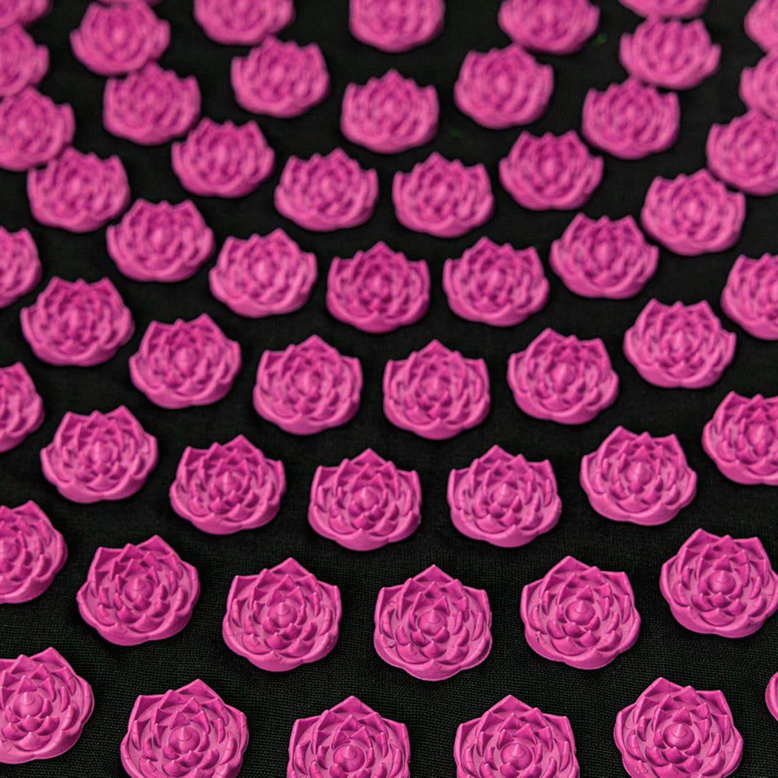 Килимок масажний Аплікатор Кузнєцова/валик для спини/шиї/голови OSPORT Lotus Mat EcoPro Чорно-рожевий (apl-022) - фото 3