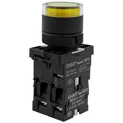 Кнопка керування CHINT NP2-EW3565 1NO+1NC 22 мм LED 230V Жовтий (575719)