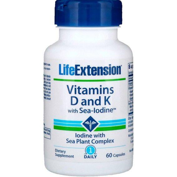 Комплекс витамин D3/K2 Life Extension with Sea-Iodine 60 капсул