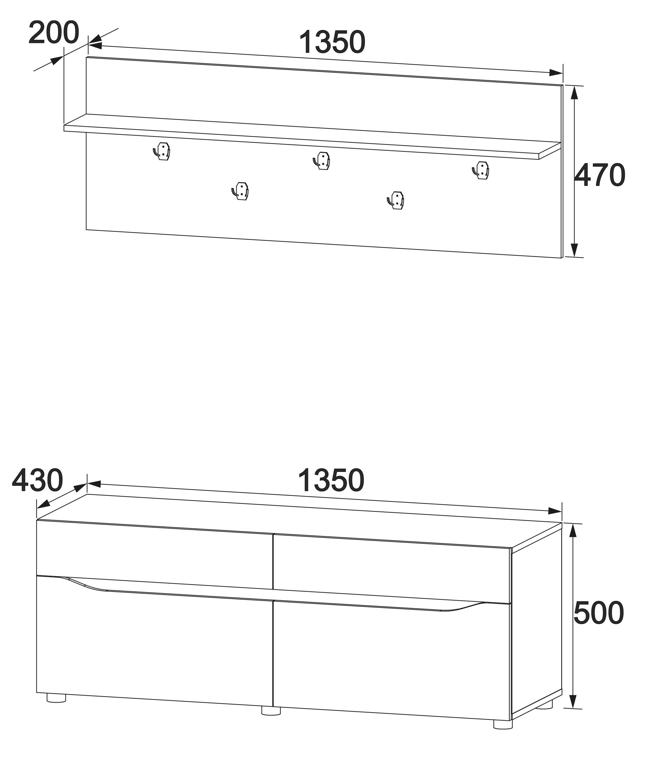 Прихожая Мастер Форм Аякс 1350х430х2000 мм Дуб сонома/Венге магия (06631+06736) - фото 2 Прихожая Мастер Форм Аякс 1350х430х2000 мм Дуб сонома/Венге магия (06631+06736) - фото 2