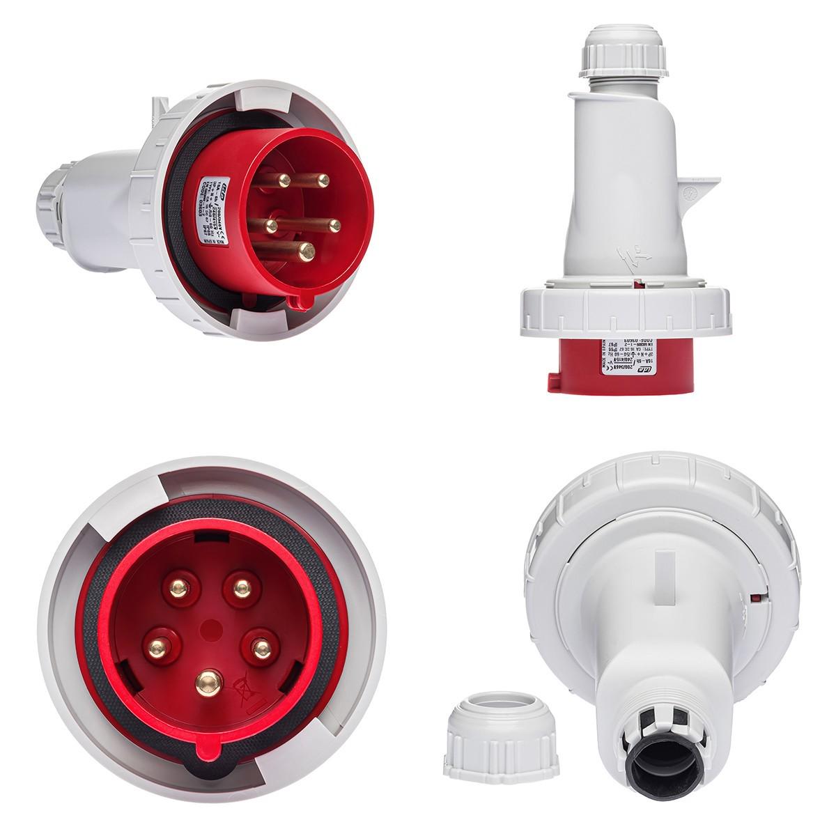 Вилка силовая IDE 16A 415В 3P+N+E IP67 Красный (3603) - фото 6