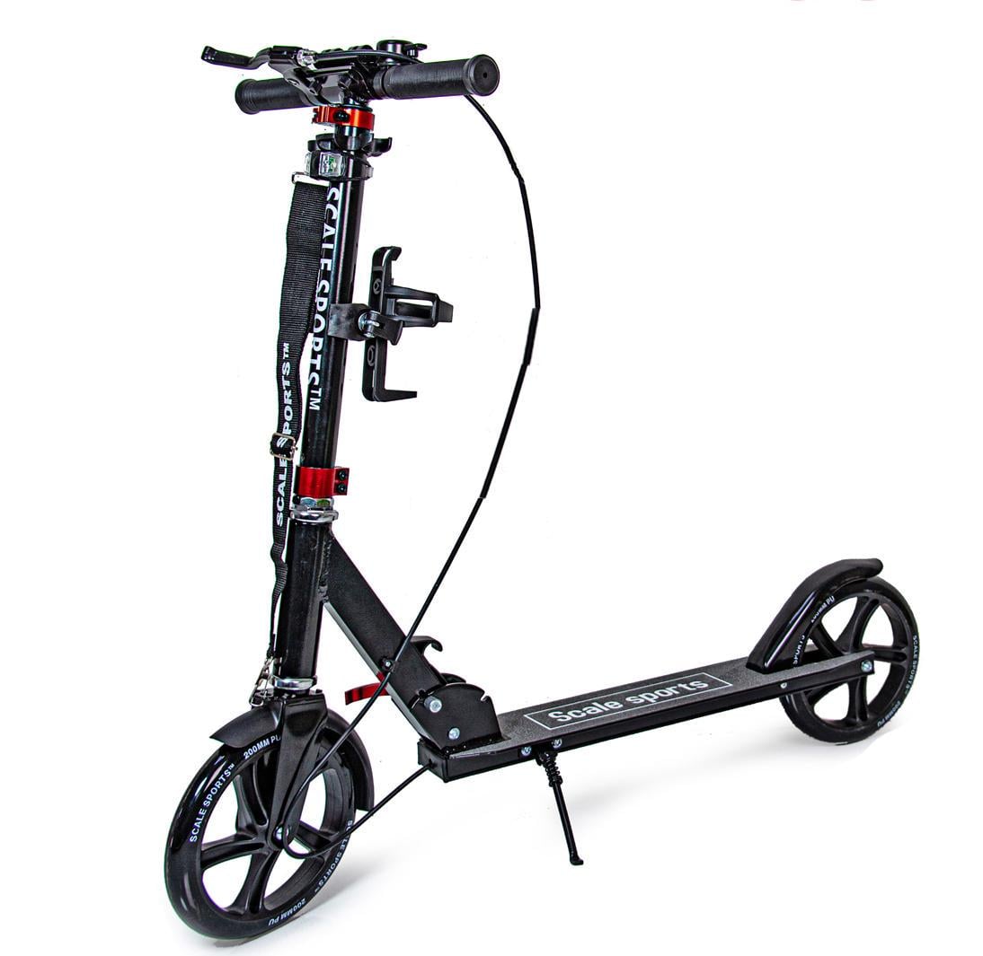 Самокат Scale Sports SS-18 с ручным тормозом/подногой/мигалкой Черный