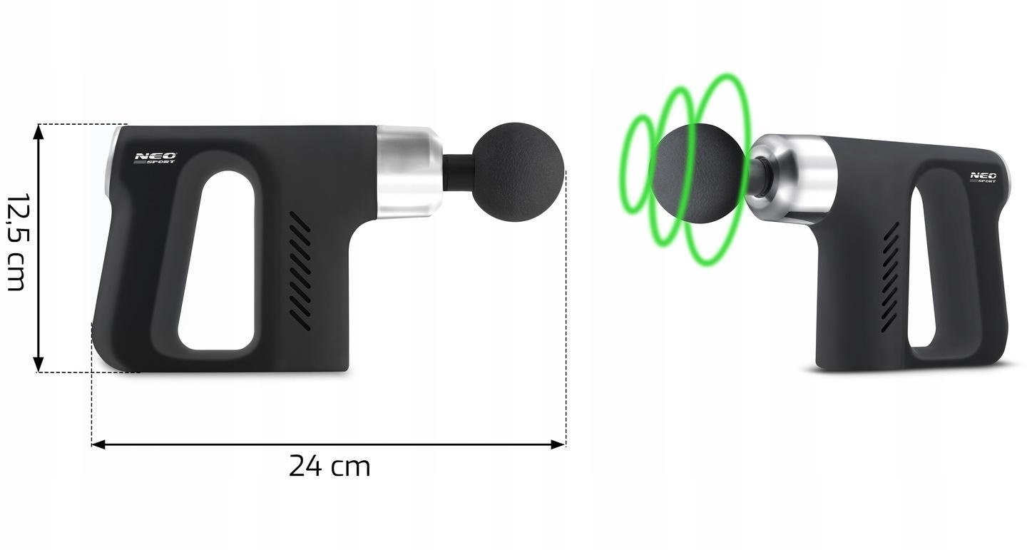 Массажер-пистолет перкуссионный Neo-sport NS-502 Черно-серебряный (150200) - фото 6