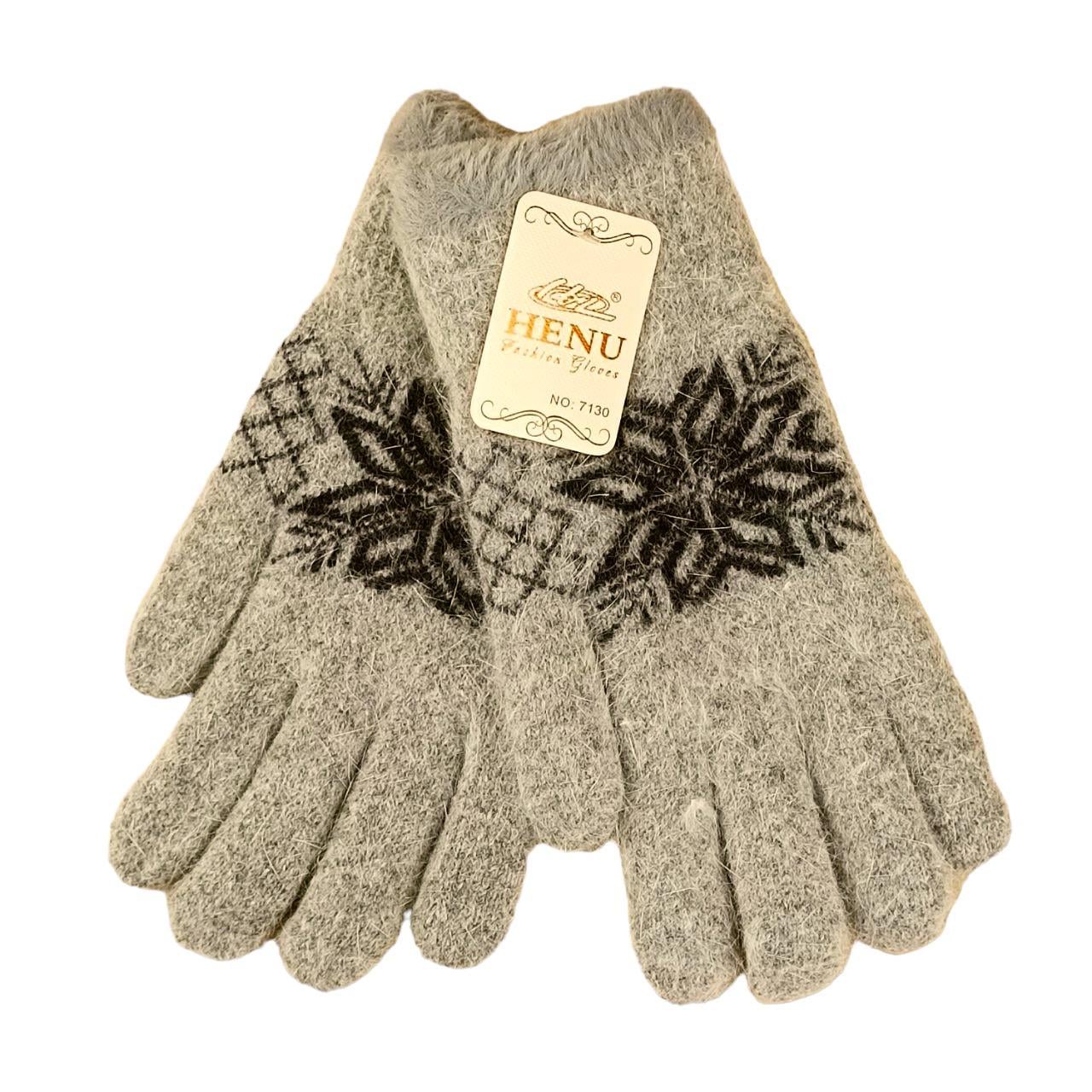 Перчатки женские Орнамент шерстяной с мехом M-L Серый (47083)