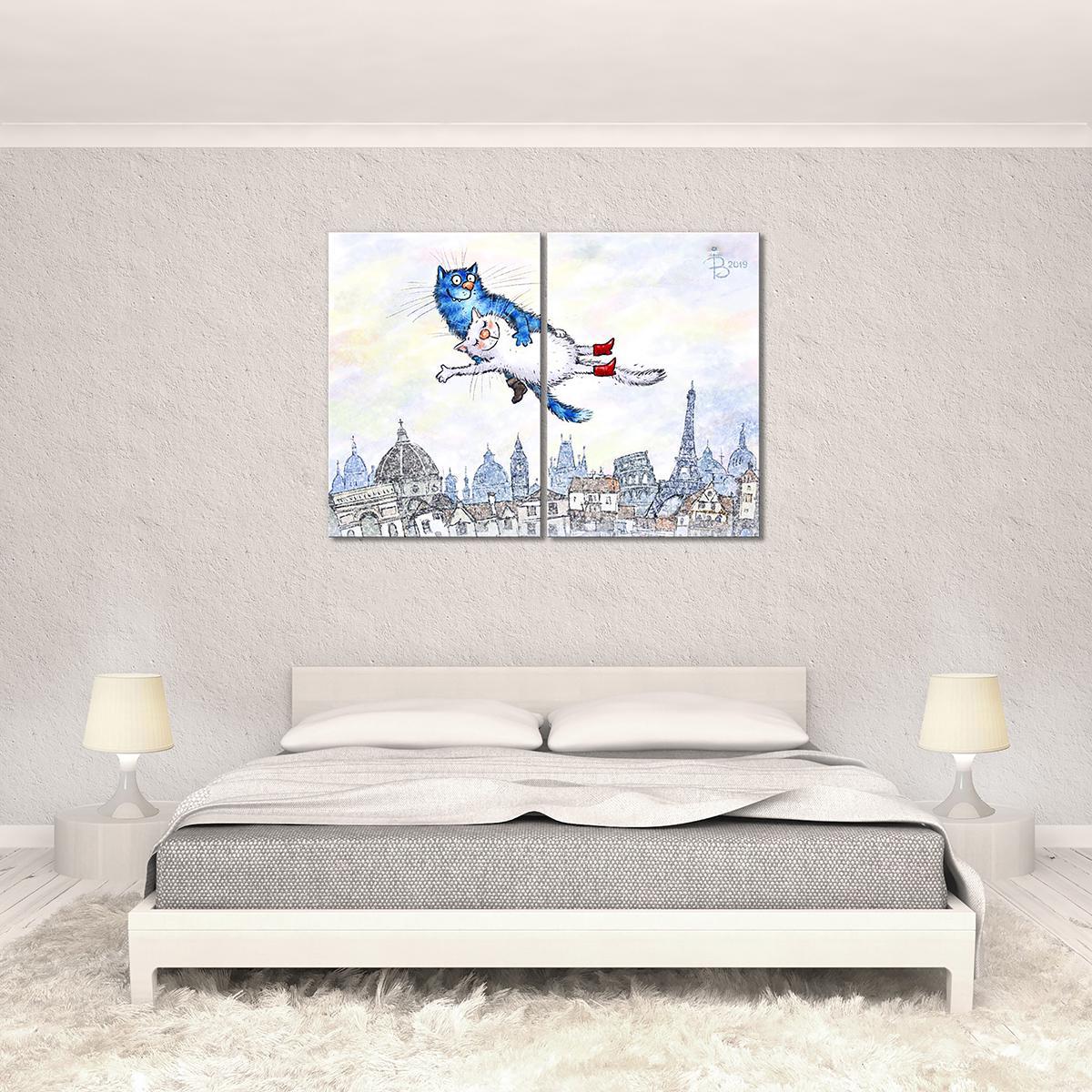 Модульная картина Фантазия мяу-диез-Шагал 2 модуля 30х45 см