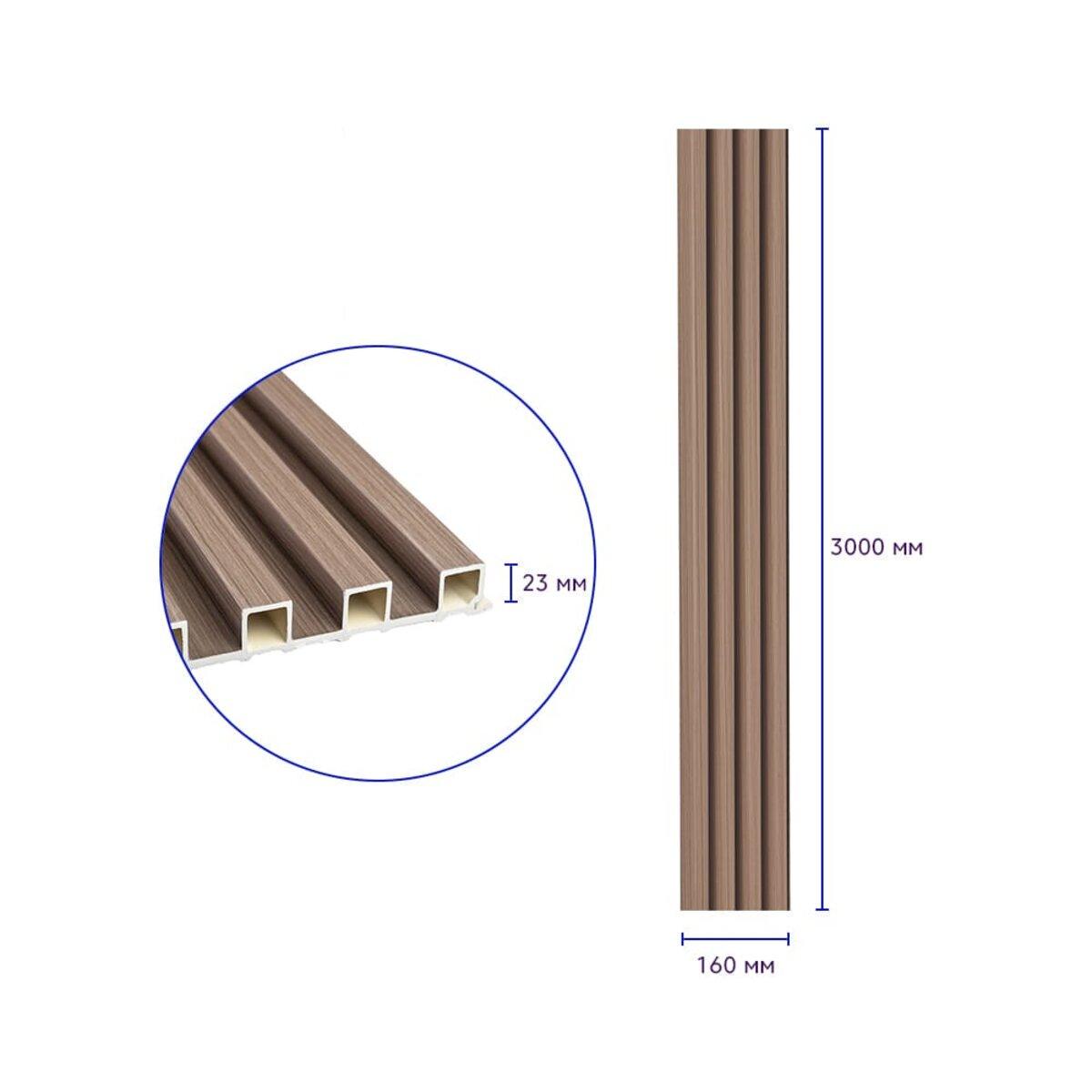 Рельс декоративный WPC стеновой 3000х160х23 мм Светлый орех (SW-00001853) - фото 3 Рельс декоративный WPC стеновой 3000х160х23 мм Светлый орех (SW-00001853) - фото 3