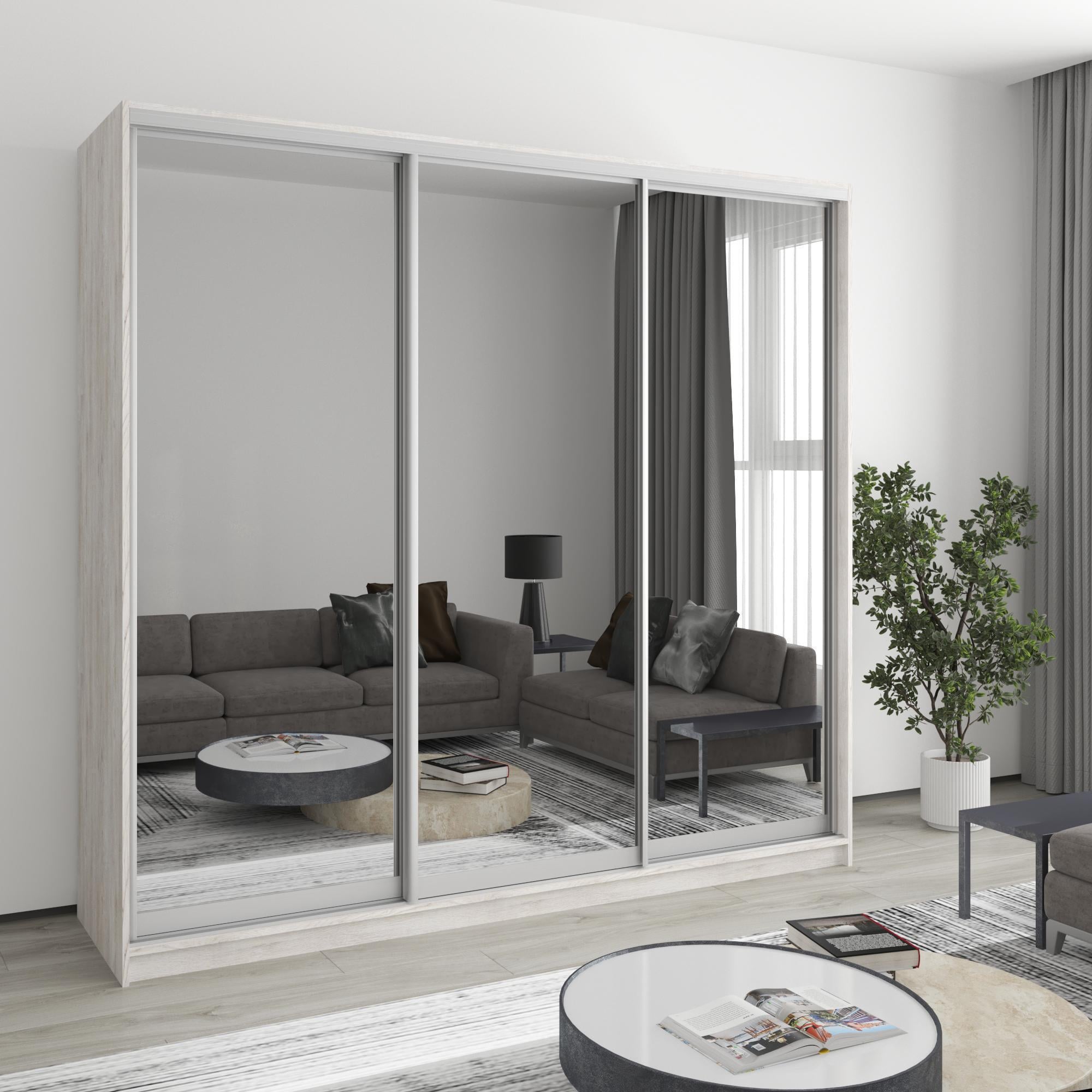 Шкаф-купе трехдверный MebelStar Стандарт AL 3 Зеркала 220x45x210 см Аляска серый (MBS-3026)