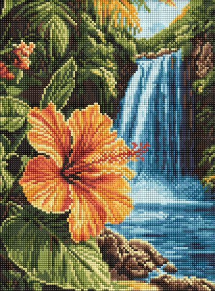 Алмазна мозаїка Тропічний водоспад art_selena_ua 30х40 см (AMO8227)