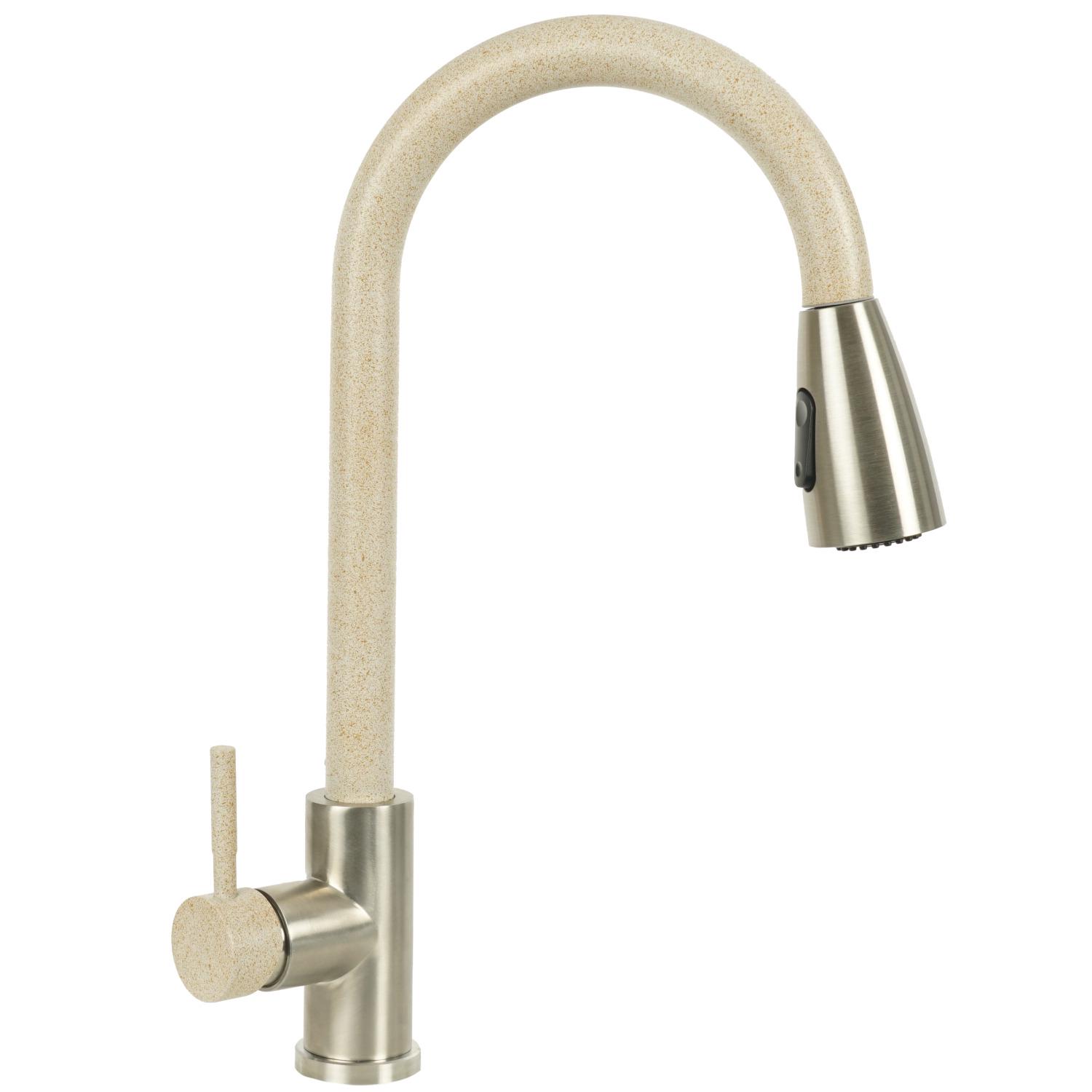 Змішувач для кухні Platinum KT 8203 8614 PLS-A33951 із висувною лійкою Бежевий (152347)