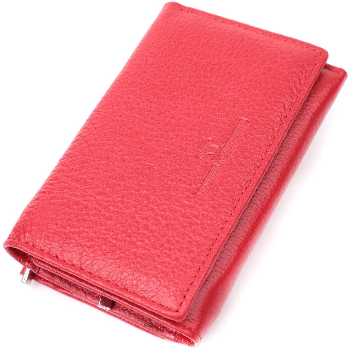 Кошелек женский ST Leather 22490 трехсложный из натуральной кожи Красный (168-136-22490)