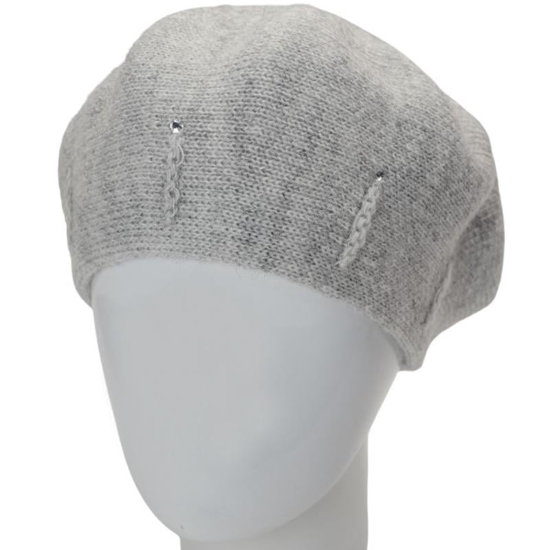 Берет жіночий Lirus Тіна з візерунком та стразами one size Світло-сірий (281879) - фото 1