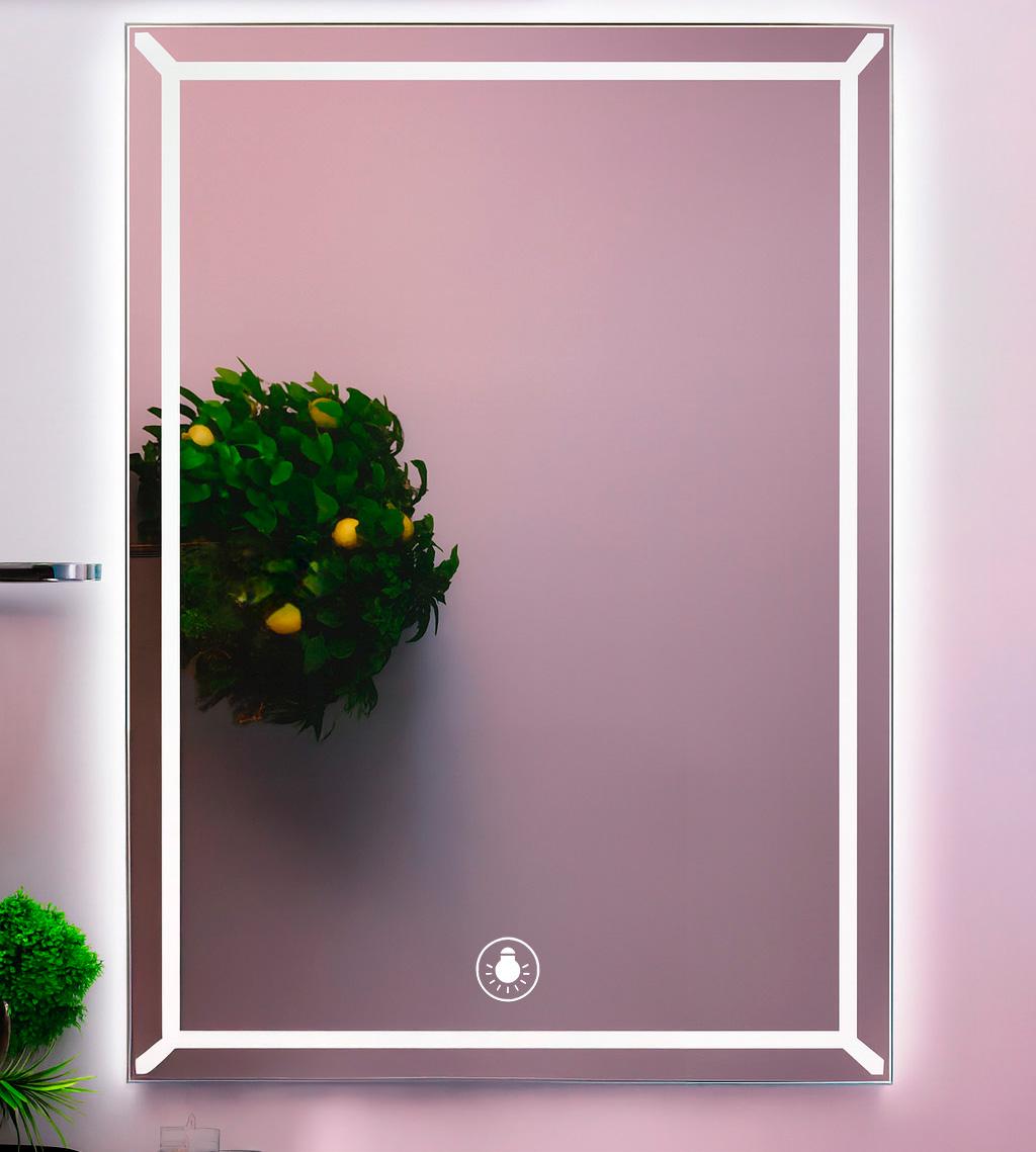 Зеркало с LED подсветкой BRS 90х70 см для настенной ванной комнаты (547016994)