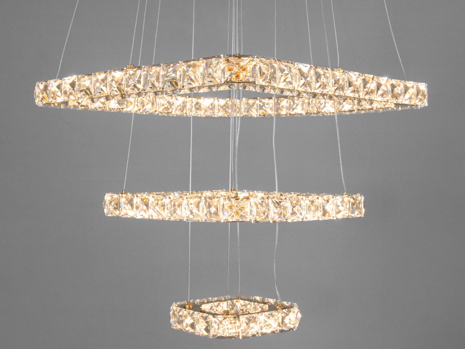 Люстра многоуровневая с кристаллами и димером (7262W/400+280+160G) - фото 2 Люстра многоуровневая с кристаллами и димером (7262W/400+280+160G) - фото 2