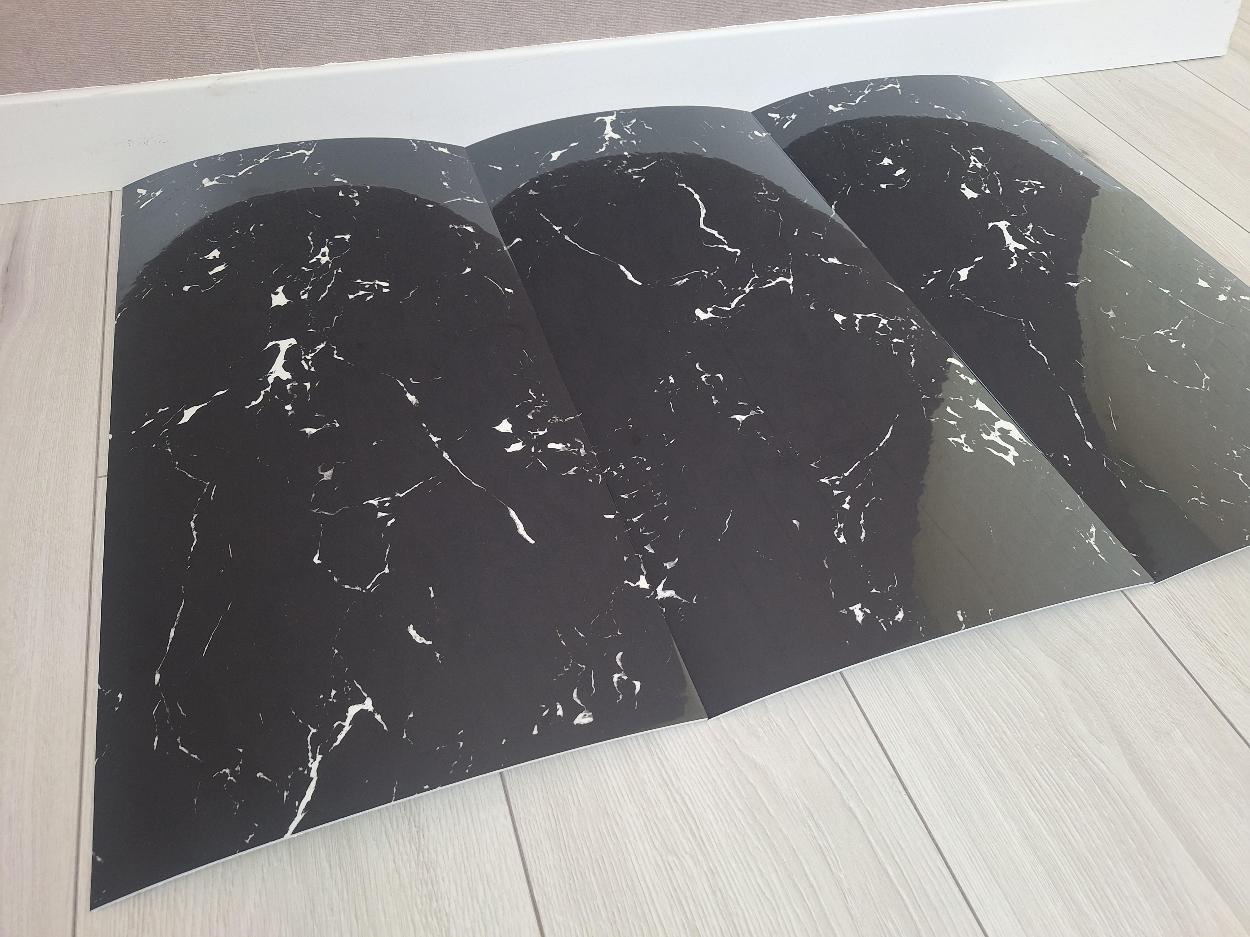 Плитка-самоклейка вінілова мармур 600х300х2 мм Чорний глянцевий (F09) - фото 3