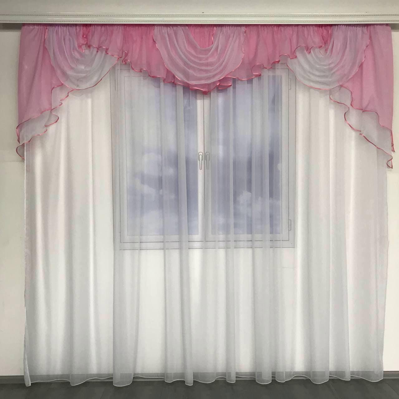 Шифоновый ламбрекен ALBO 300x110 см Розовый