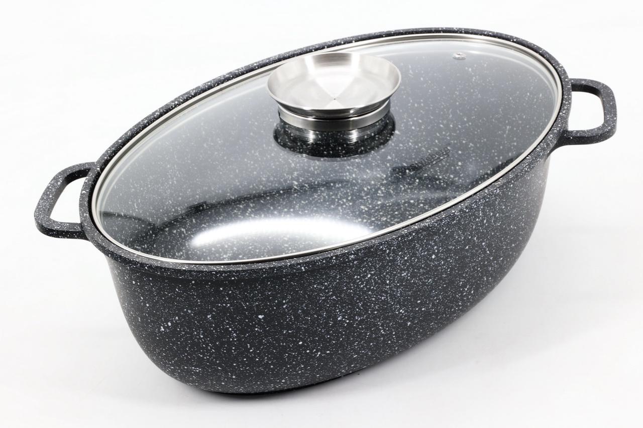 Гусятниця з антипригарним покриттям зі скляною кришкою та кришкою жаровнею 7 л (28819641) - фото 4 Гусятниця з антипригарним покриттям зі скляною кришкою та кришкою жаровнею 7 л (28819641) - фото 4