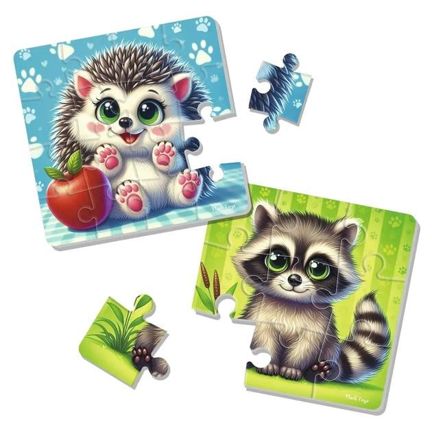 Игра развивающая Vladi Toys мягкие пазлы энот и еж Разноцветный (VT1102-36)