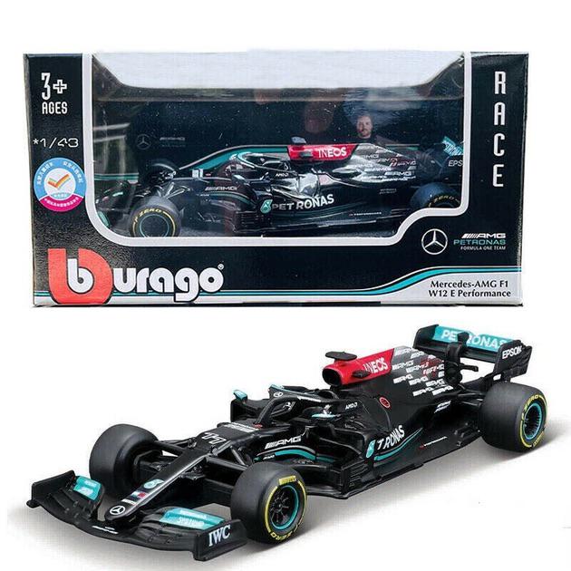 Колекційна модель Bburago Mercedes-AMG W12-77 із металу масштаб 1:43 - фото 2