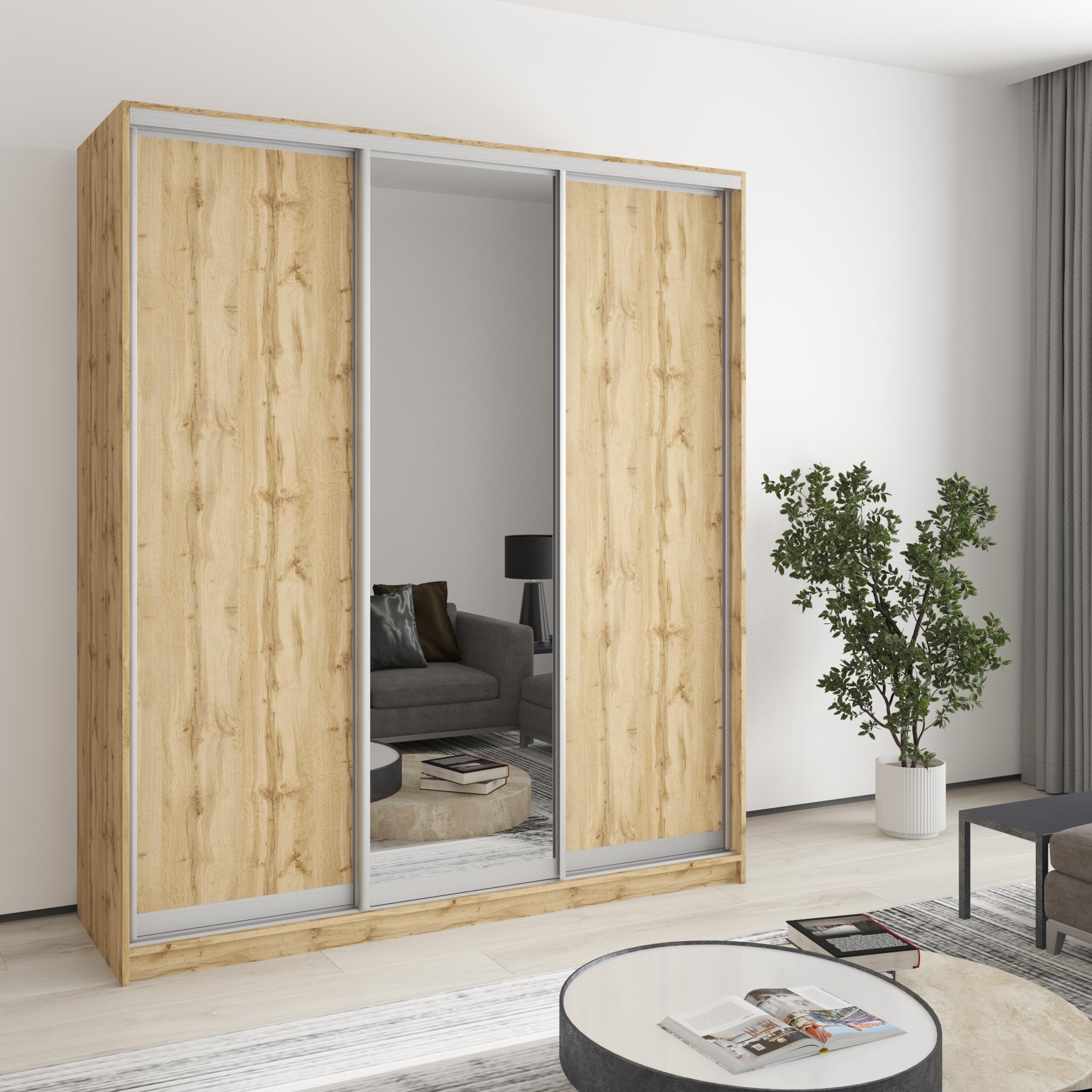Шкаф-купе трехдверный MebelStar Стандарт AL 2 ДСП/зеркало 180x60x210 см Дуб тахо (MBS-4229) Шкаф-купе трехдверный MebelStar Стандарт AL 2 ДСП/зеркало 180x60x210 см Дуб тахо (MBS-4229)