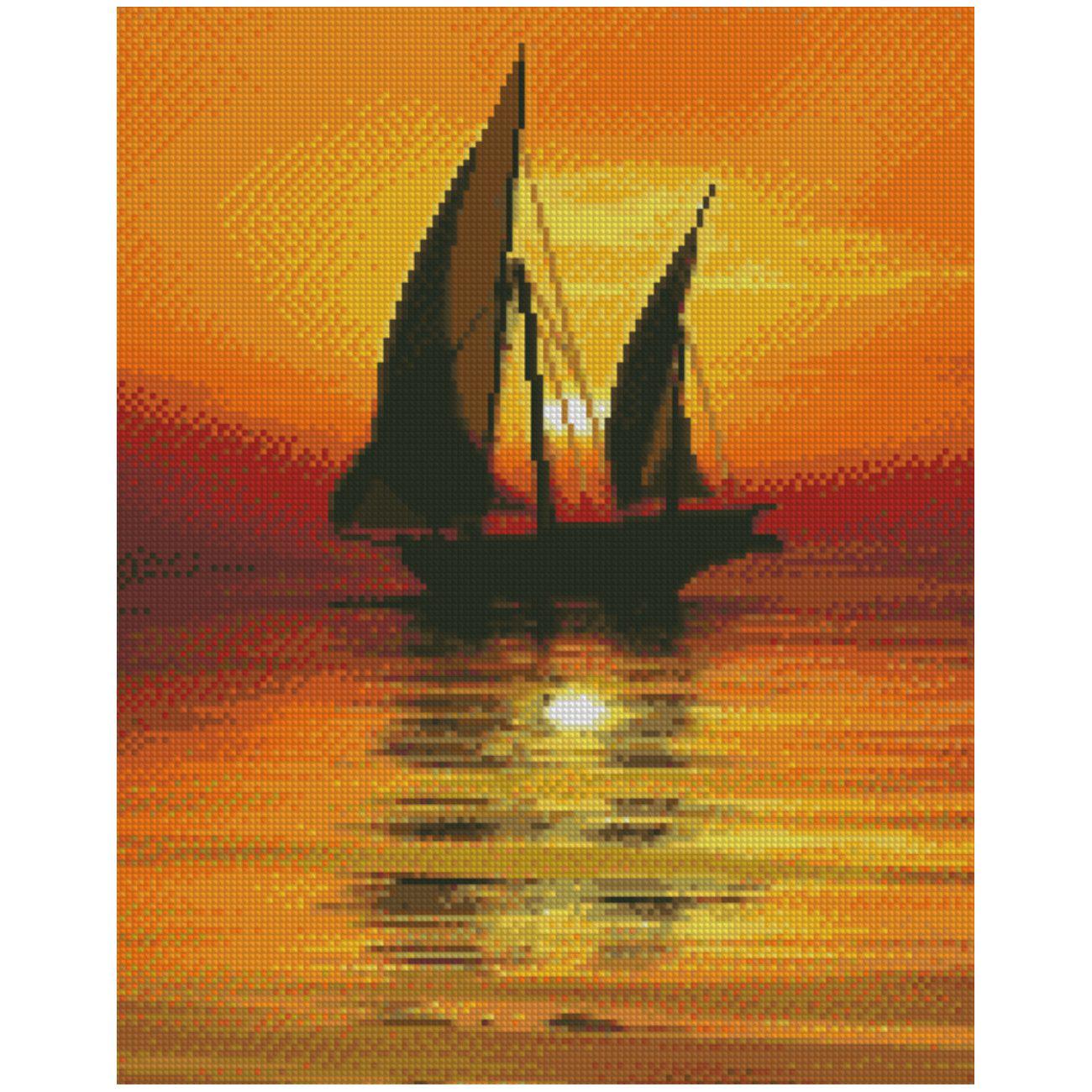 Алмазная мозаика Strateg Парусник на воде 40х50 см (Str-FA0040)