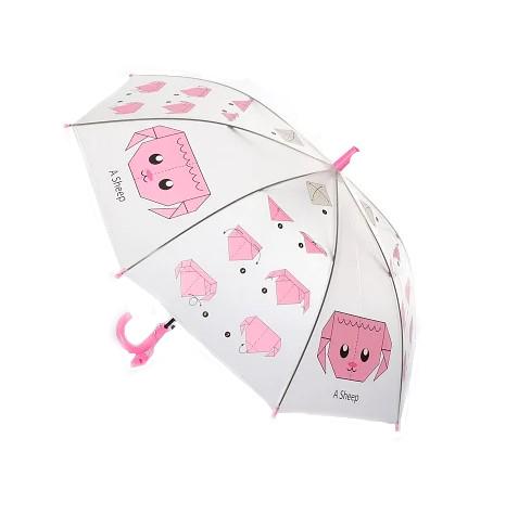 Зонтик детский Bambi MK 4114 со свистком Прозрачный-розовый