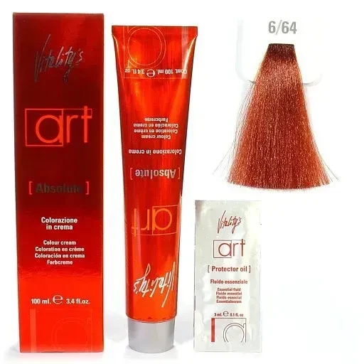 Крем-краска для волос с масляным коктейлем Vitality’s Art Absolute Hair Color Cream 6/64 Красно-медный темный блондин 100 мл