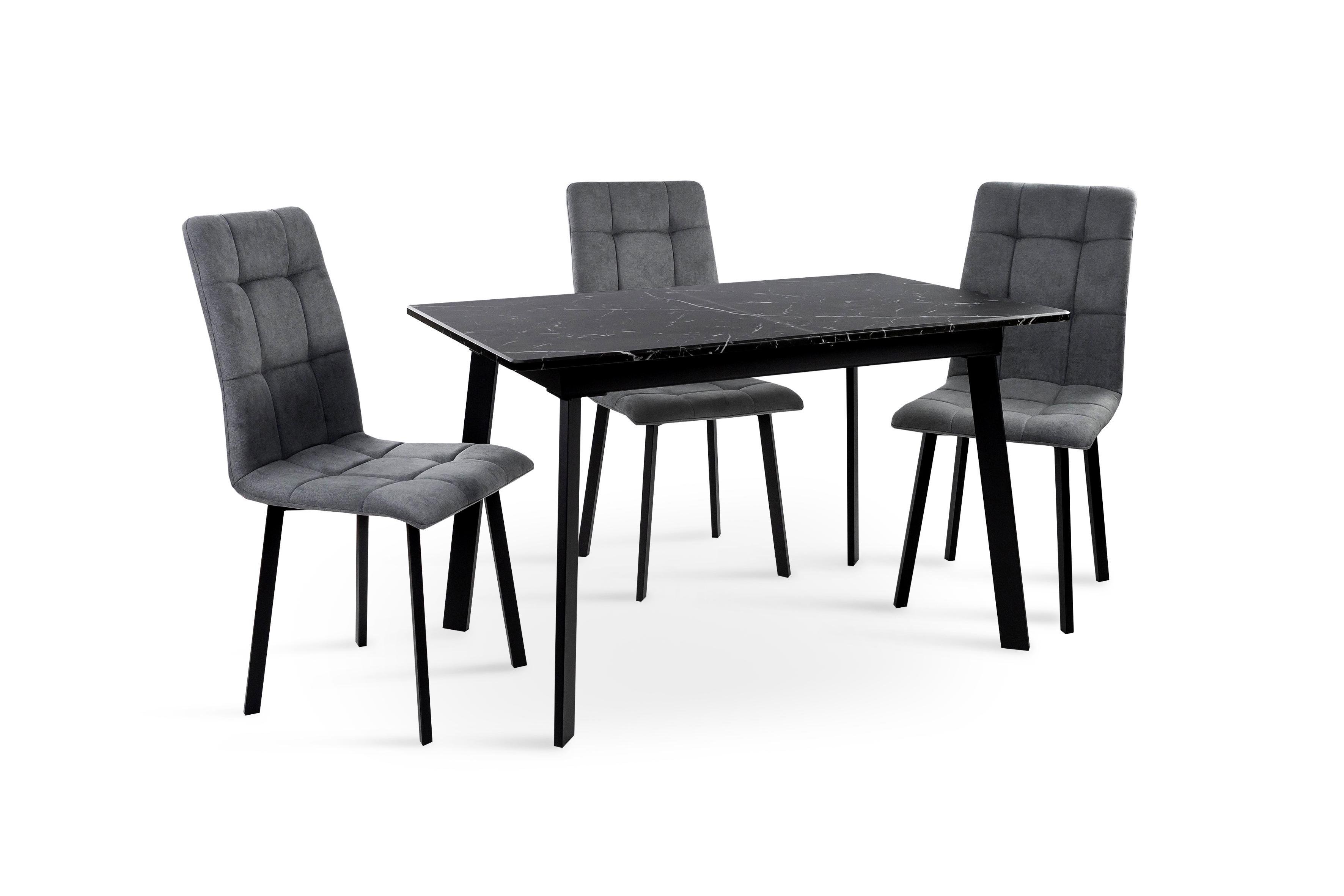 Обеденный стол Фиджи Этна 1200/1600х750х760 мм Черный/Мрамор черный (GAА0057685) - фото 3