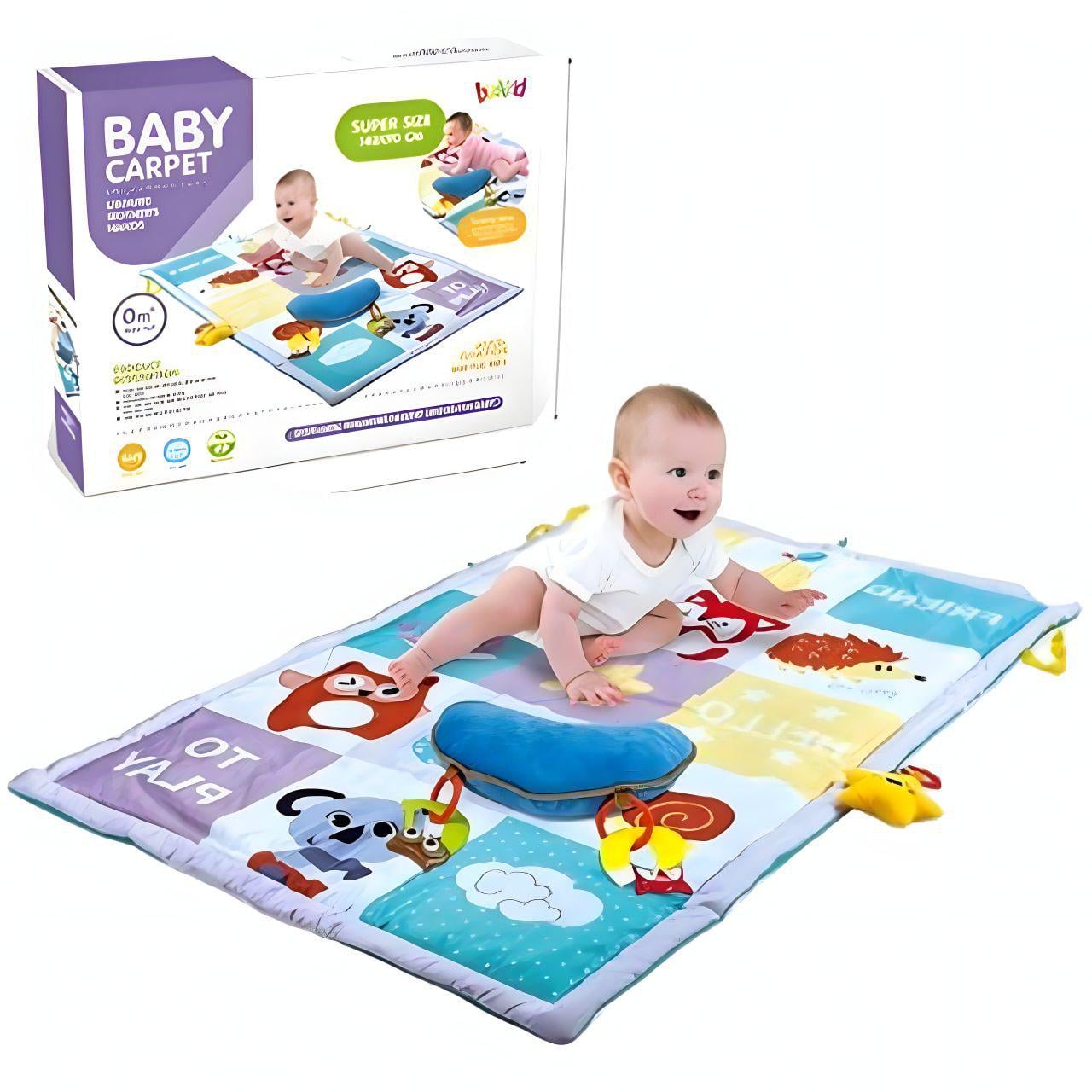 Развивающий коврик с мягкой подушкой и погремушками Развивающий коврик с мягкой подушкой и погремушками