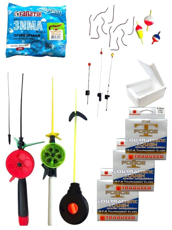 Набор для зимней рыбалки № 3-D с прикормкой для холодной воды Fanatik король мотыль 400 г (12345784128)