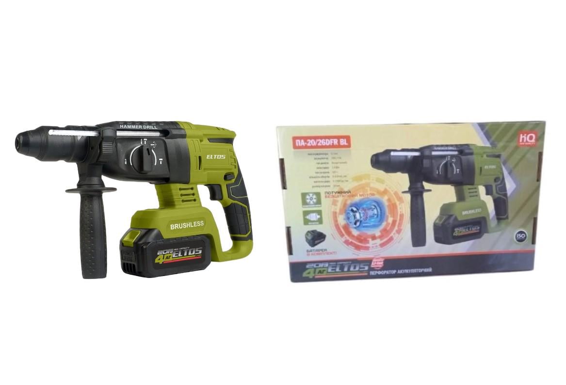 Перфоратор акумуляторний безщітковий Eltos ПА-20/26DFR BL 1 акумулятор 4 Аг/ЗП (27966988)