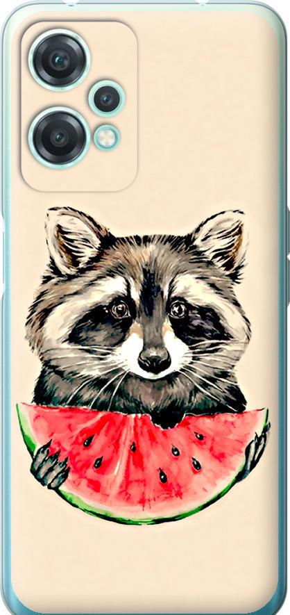 Чехол на OnePlus Nord CE 2 Lite Енотик с арбузом (4605u-2684-42517)