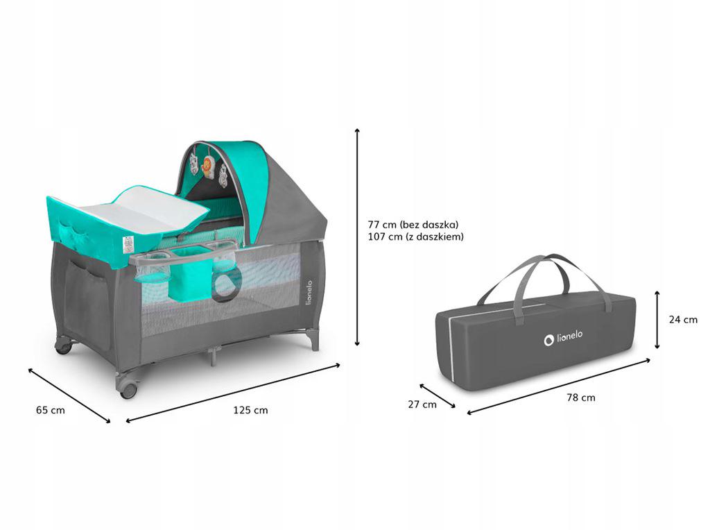 Кроватка-манеж Lionelo Sven Turquoise/Grey - фото 7