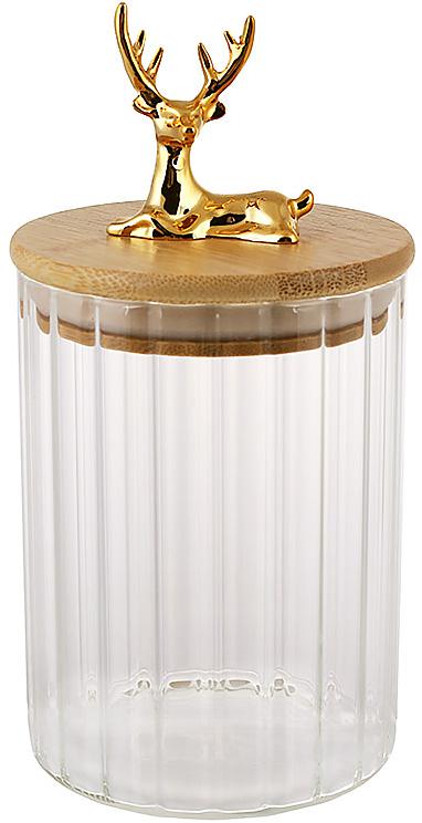 Банка скляна Edinburgh Stag із дерев'яною кришкою для зберігання продуктів 650 мл